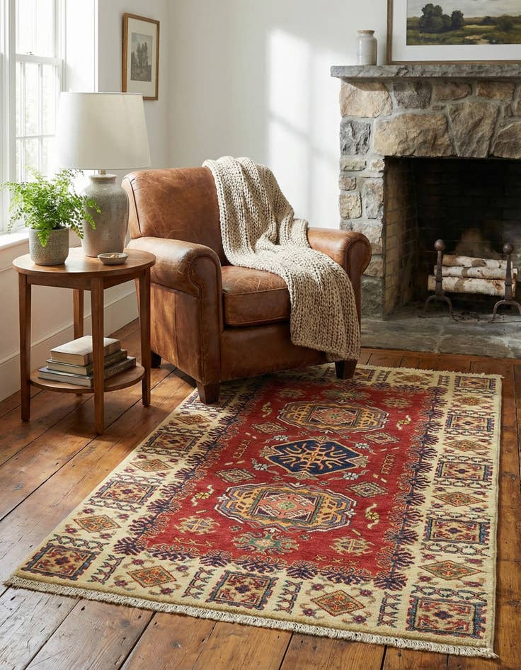 Detail image of 3' 3 x 4' 10  Hand Knotted Kazak Oriental Rug