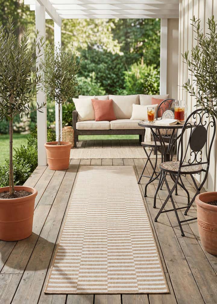 2' x 8' Easy-Clean Striped Indoor / Outdoor Runner Rug