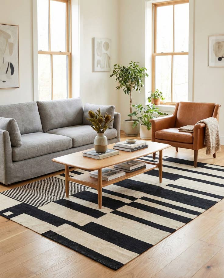 Detail image of 5' 8 x 7' 8 Hand Woven Kilim Modern Wool Rug