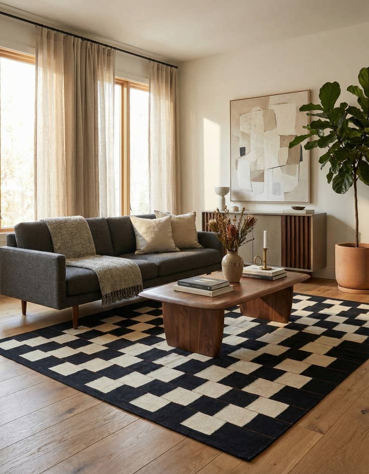 Detail image of 5' x 6' 9  Hand Woven Kilim Modern Wool Rug