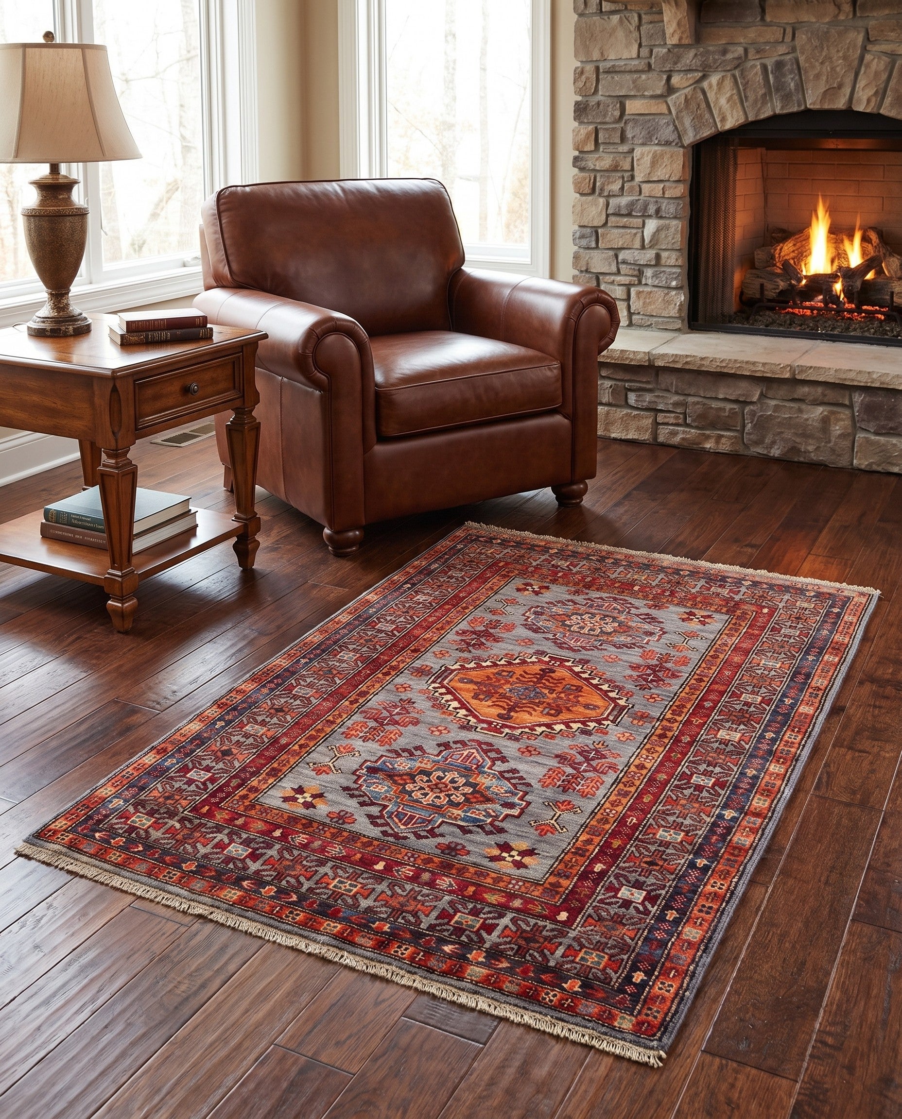 3' 5 x 5' Hand Knotted Kazak Rug