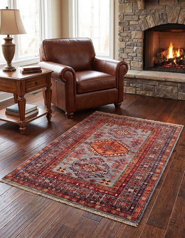 3' 5 x 5' Hand Knotted Kazak Rug