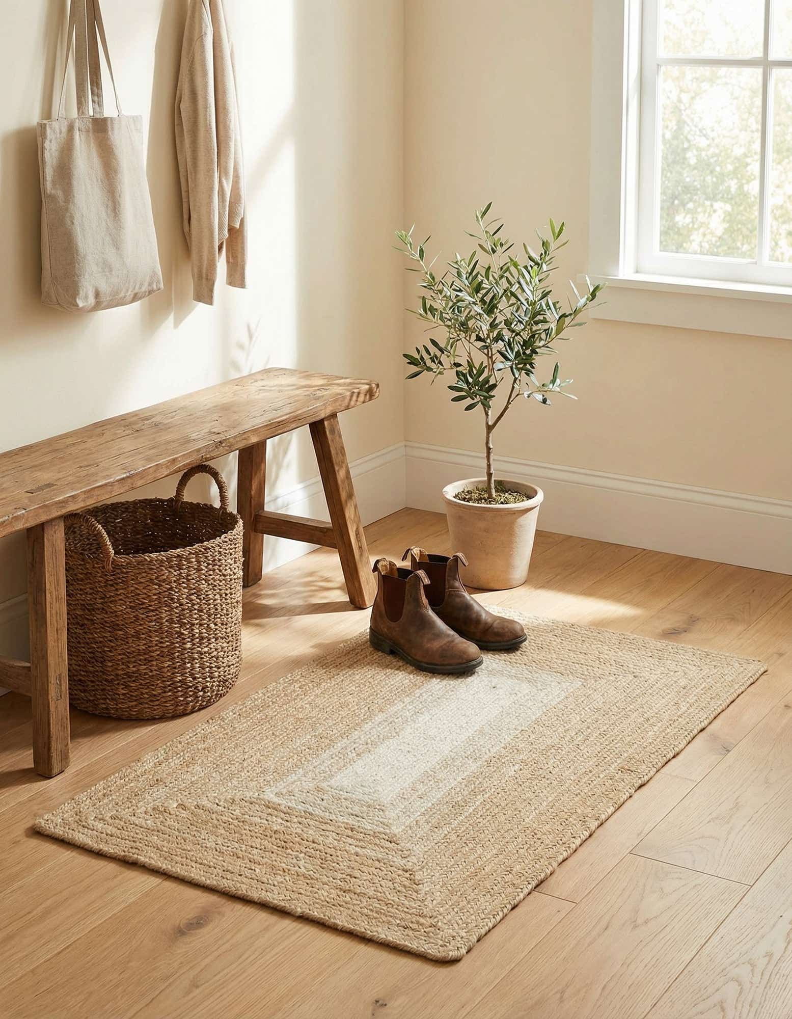 2' x 3' 1 Handmade Hand Braided Wool Rug