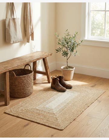 Ivory Handmade Hand Braided Wool Rug