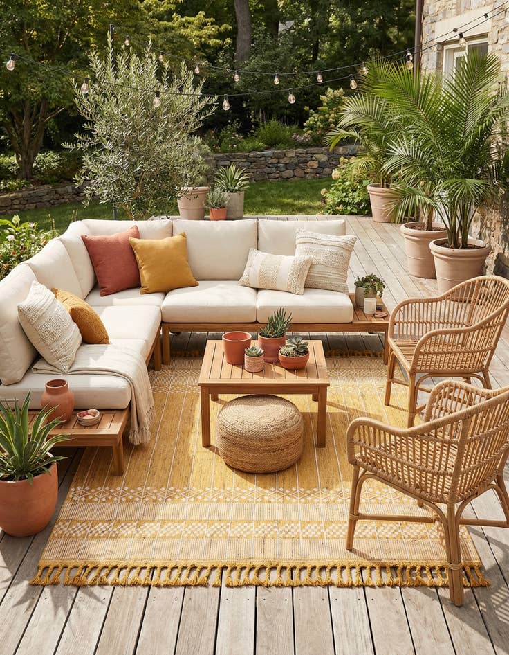 Detail image of 9' x 12'  Washable Eco Bohemian Indoor / Outdoor Rug