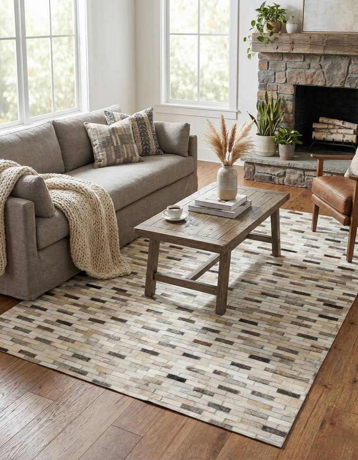 Detail image of  4' x 5' 11 Cowhide Stocks Rug