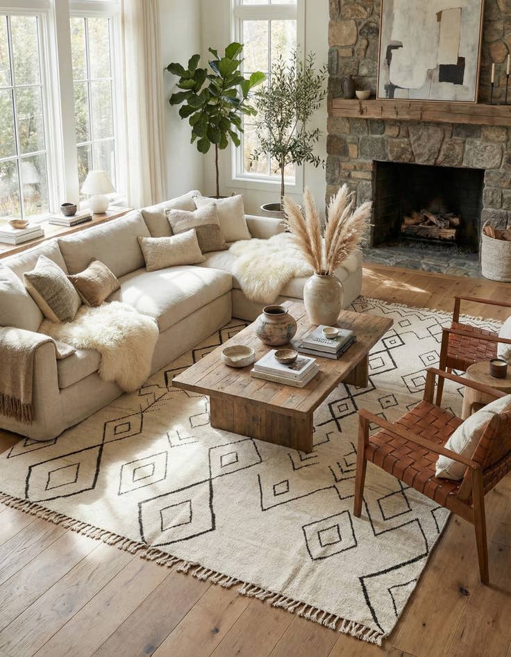 Detail image of 9' 3 x 11' 10 Hand Knotted Moroccan Wool Rug