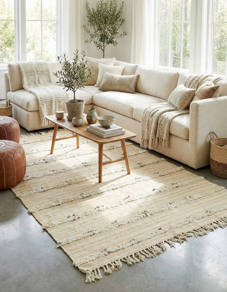 Detail image of 4' 6 x 8'  Hand Knotted Moroccan Wool Runner Rug