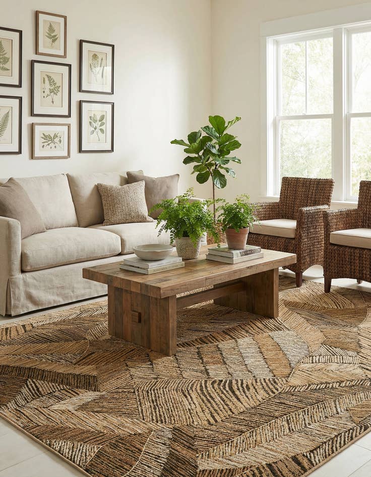 Detail image of 7' x 10'  Washable Botanical Indoor / Outdoor Rug