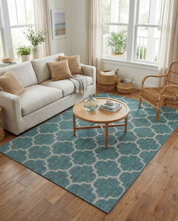 Detail image of 5' 3 x 8' Easy-Clean Lattice Indoor / Outdoor Rug