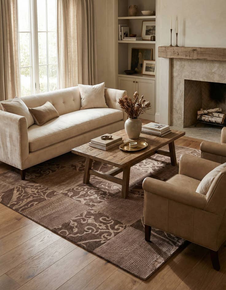 Detail image of  5' 8 x 8'  Hand Knotted Darya Wool Rug