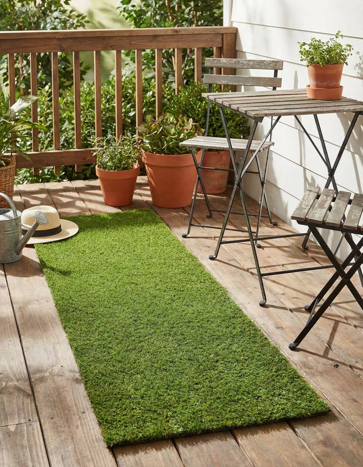 Detail image of 2' x 6'  Washable Grass Indoor / Outdoor Runner Rug