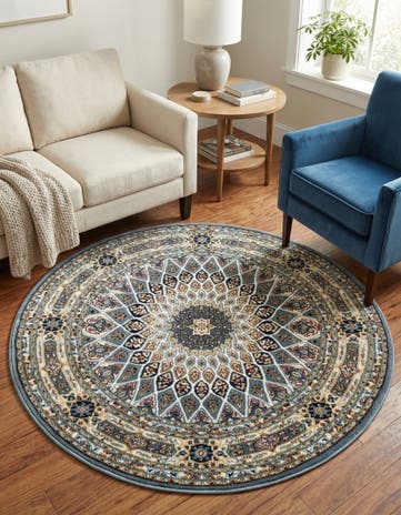 4' x 4' Nain Design Round Rug