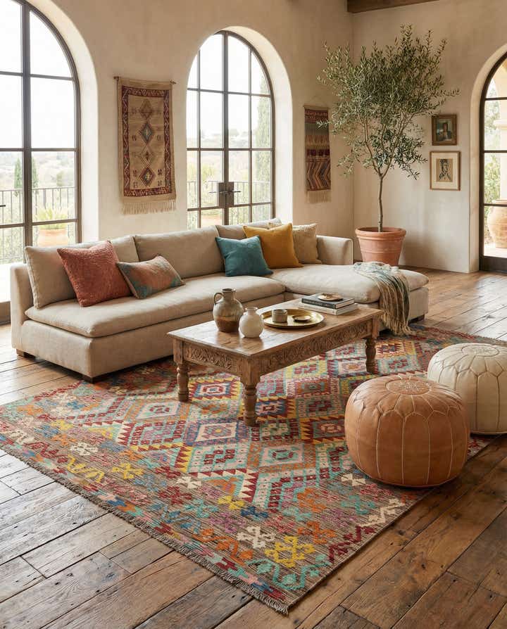 7' 1 x 9' 5 Hand Knotted Marok Kilim Rug