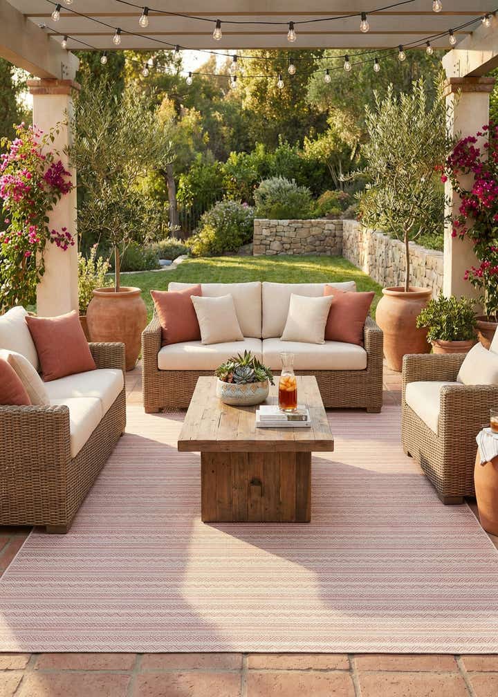 10' x 13' Easy-Clean Striped Indoor / Outdoor Rug