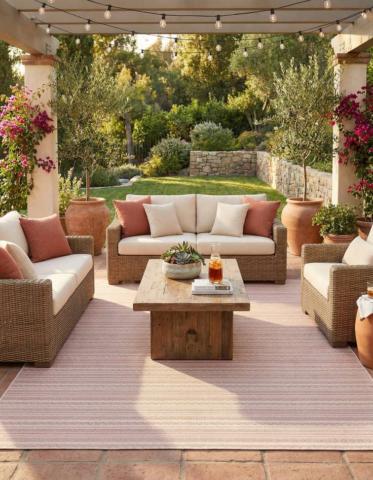 Detail image of 10' x 13' Easy-Clean Striped Indoor / Outdoor Rug