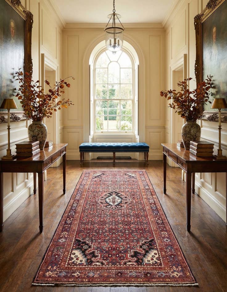 Detail image of 5' 6 x 11' 1  Hand Knotted Hossainabad Persian Wool Runner Rug