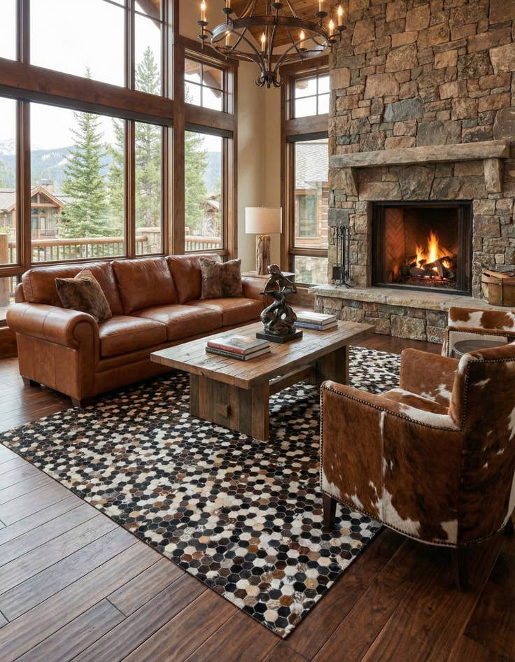 Detail image of  8' x 9' 10 Cowhide Leather Rug