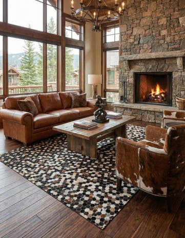 8' x 9' 10 Cowhide Leather Rug