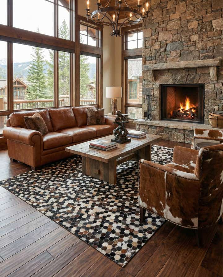 8' x 9' 10 Cowhide Leather Rug