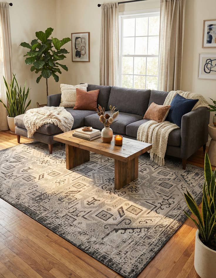 Detail image of  7' x 10'  Washable Aztec Indoor / Outdoor Rug