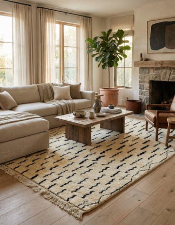 6' 3 x 9' 8 Hand Knotted Moroccan Wool Rug