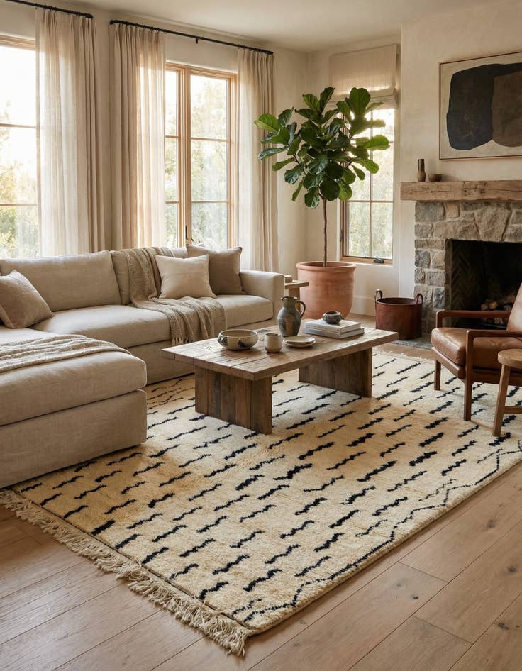 Detail image of 6' 3 x 9' 8  Hand Knotted Moroccan Wool Rug