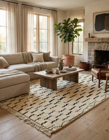 6' 3 x 9' 8 Hand Knotted Moroccan Wool Rug