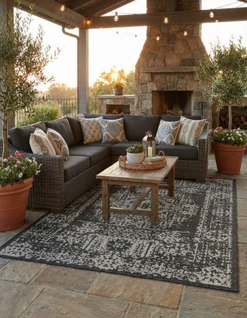 10' x 14' Easy-Clean Traditional Indoor / Outdoor Rug