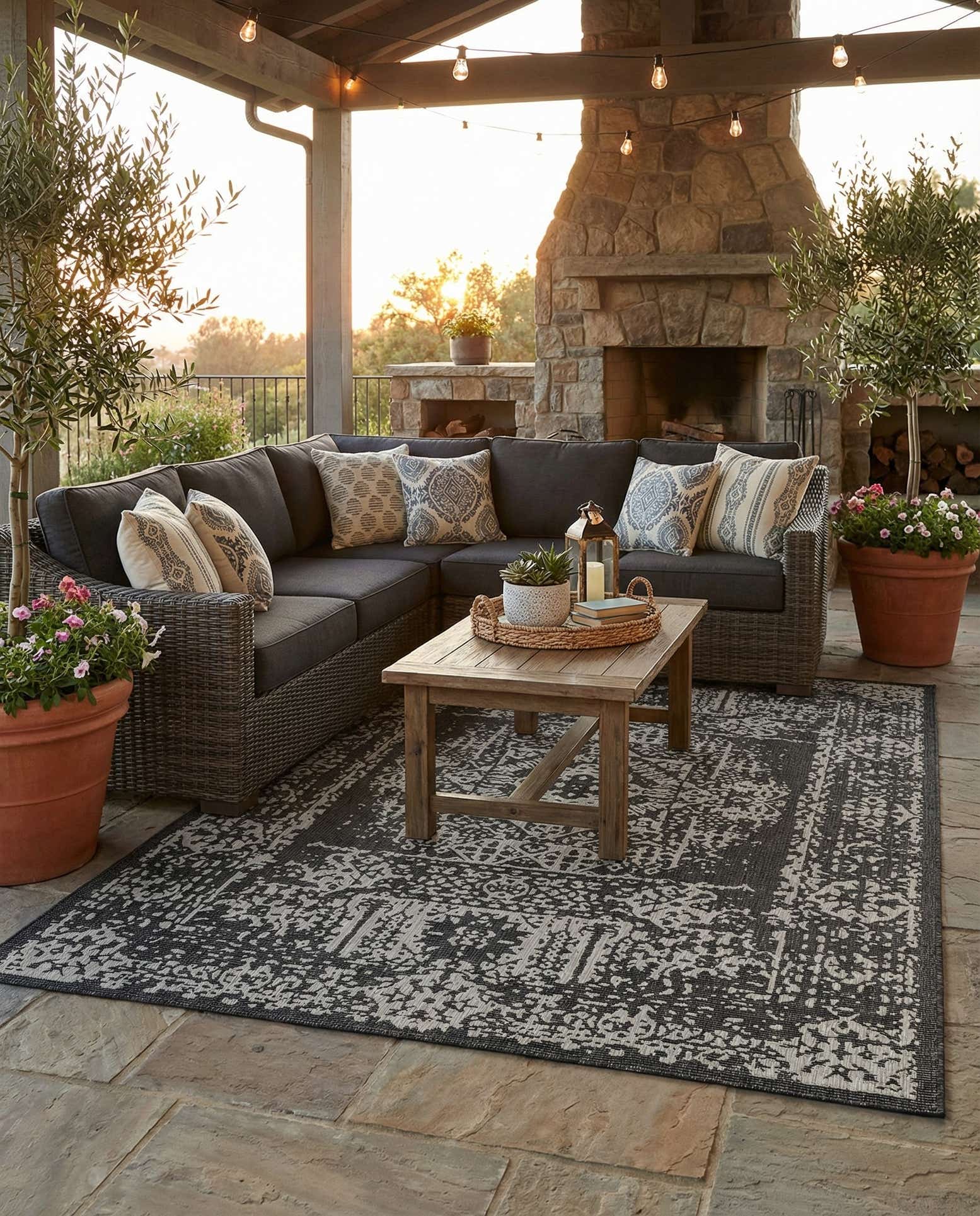 10' x 14' Easy-Clean Traditional Indoor / Outdoor Rug