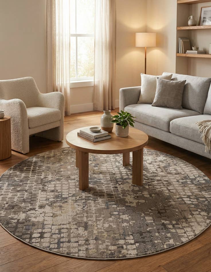 Detail image of  8' x 8'  Washable Theia Round Rug