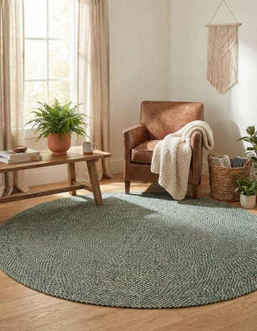7' 10 x 7' 10 Handmade Tweed Braided Jute Round Rug