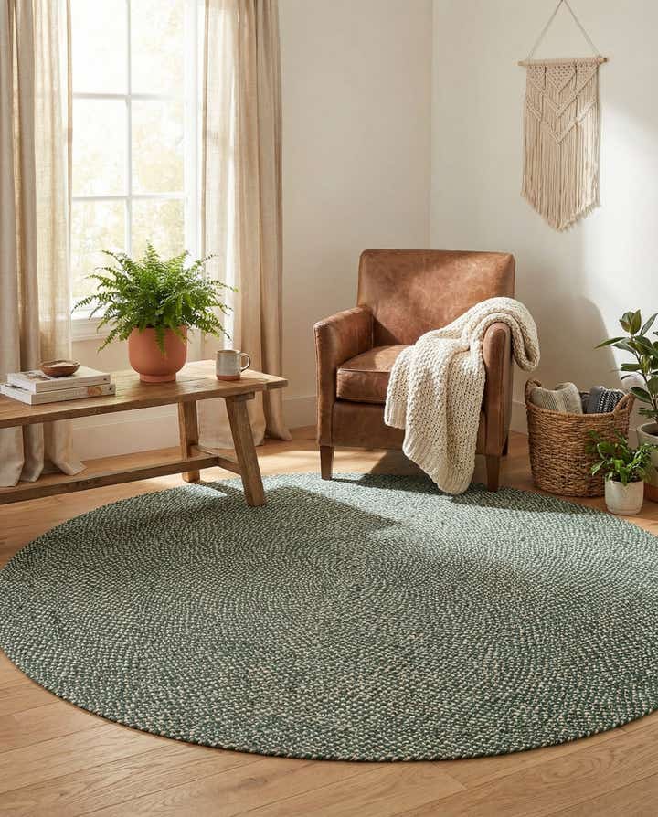 7' 10 x 7' 10 Handmade Tweed Braided Jute Round Rug
