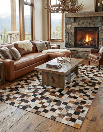 5' x 8' Cowhide Leather Rug