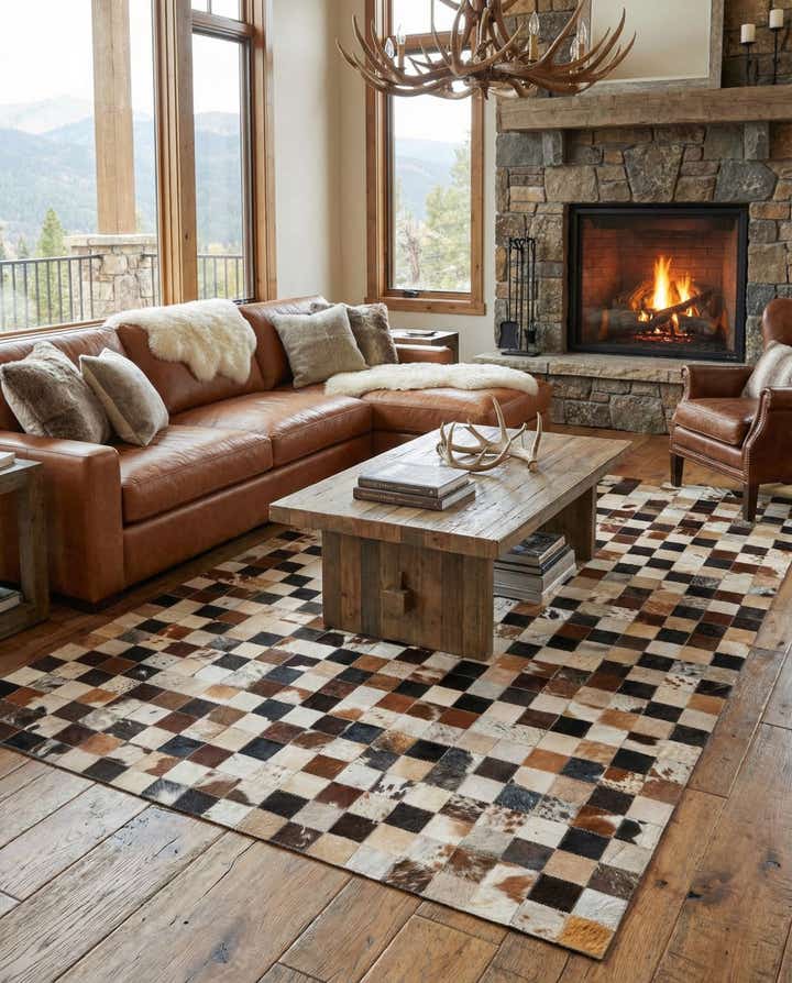 5' x 8' Cowhide Leather Rug