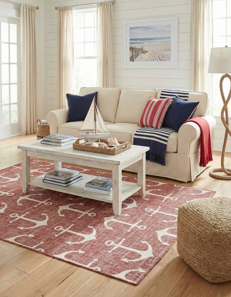 Detail image of 6' x 9'  Washable Coastal Indoor / Outdoor Rug