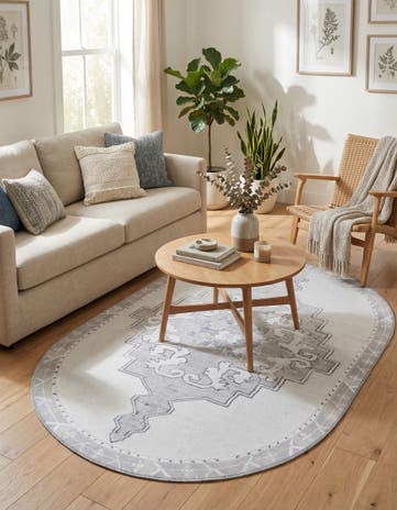 4' x 6' Washable Timeless Oval Rug