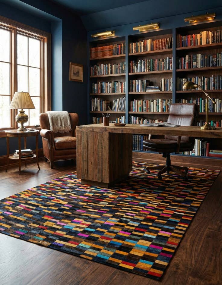 Detail image of  4' 11 x 8' Cowhide - Patchwork Rug