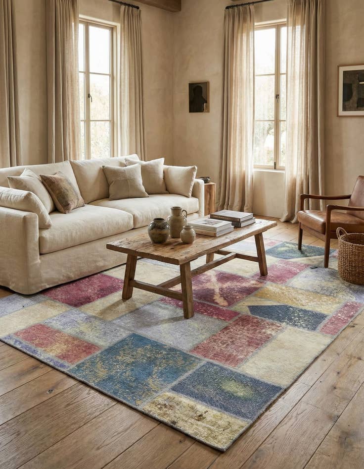 Detail image of  5' 8 x 7' 9  Hand Knotted Ultra Vintage Persian Wool Rug