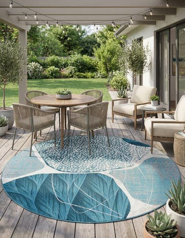 7' 10 x 7' 10 Easy-Clean Modern Indoor / Outdoor Round Rug