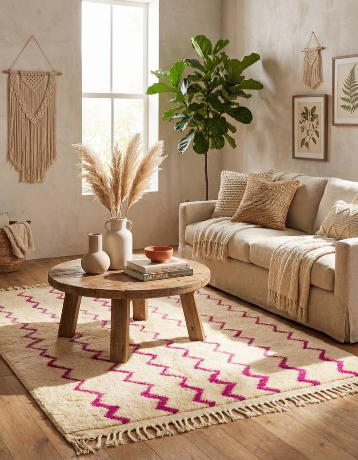 Detail image of 3' 5 x 4' 8  Hand Knotted Moroccan Wool Rug