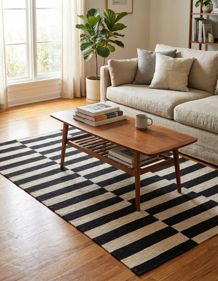 Detail image of 3' 4 x 5' 1  Hand Woven Kilim Modern Wool Rug