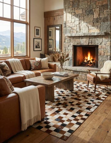 5' x 8' Cowhide Leather Rug