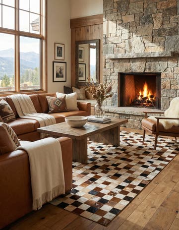 5' x 8' Cowhide Leather Rug