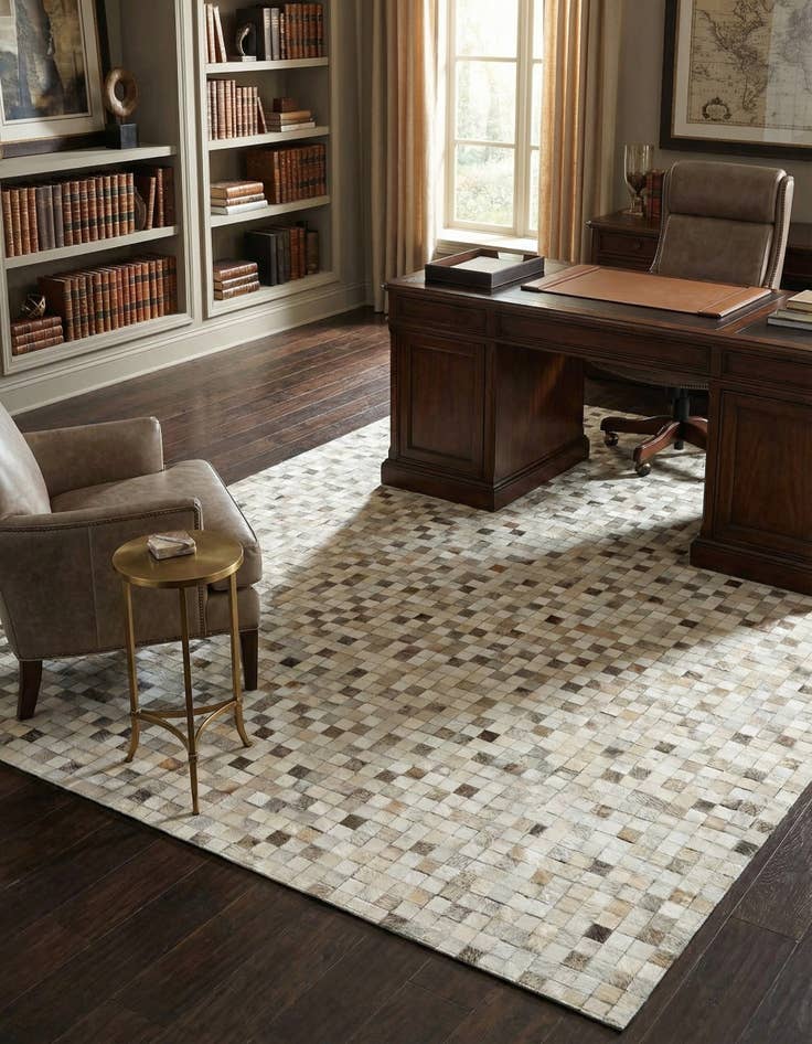 Detail image of 5' 1 x 8' Cowhide Leather Rug