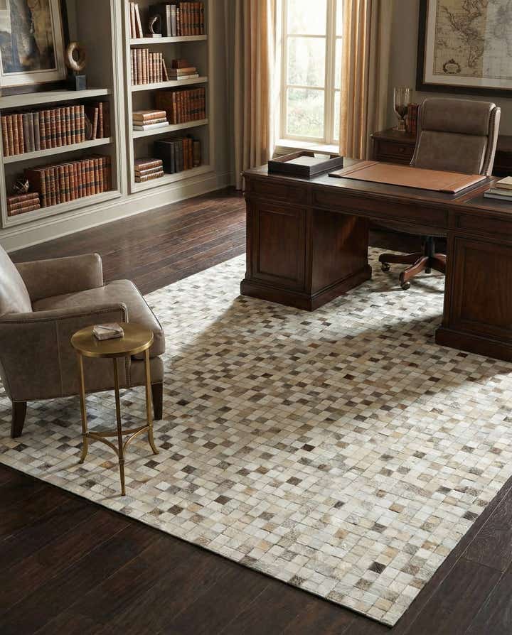 5' 1 x 8' Cowhide Leather Rug