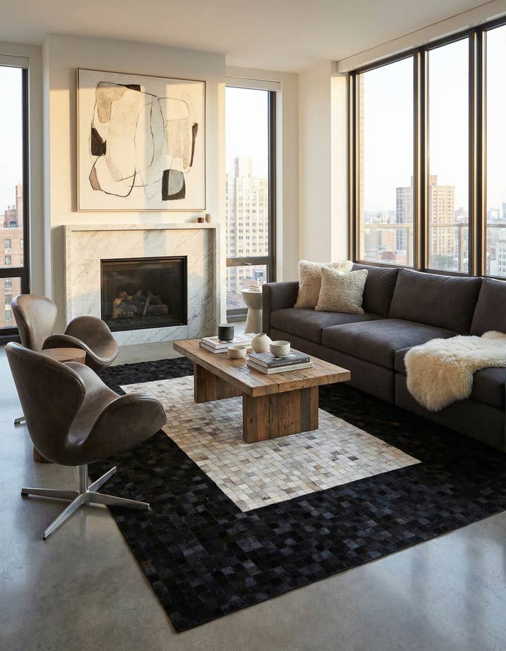 Detail image of  5' 1 x 8' 1 Cowhide - Patchwork Rug