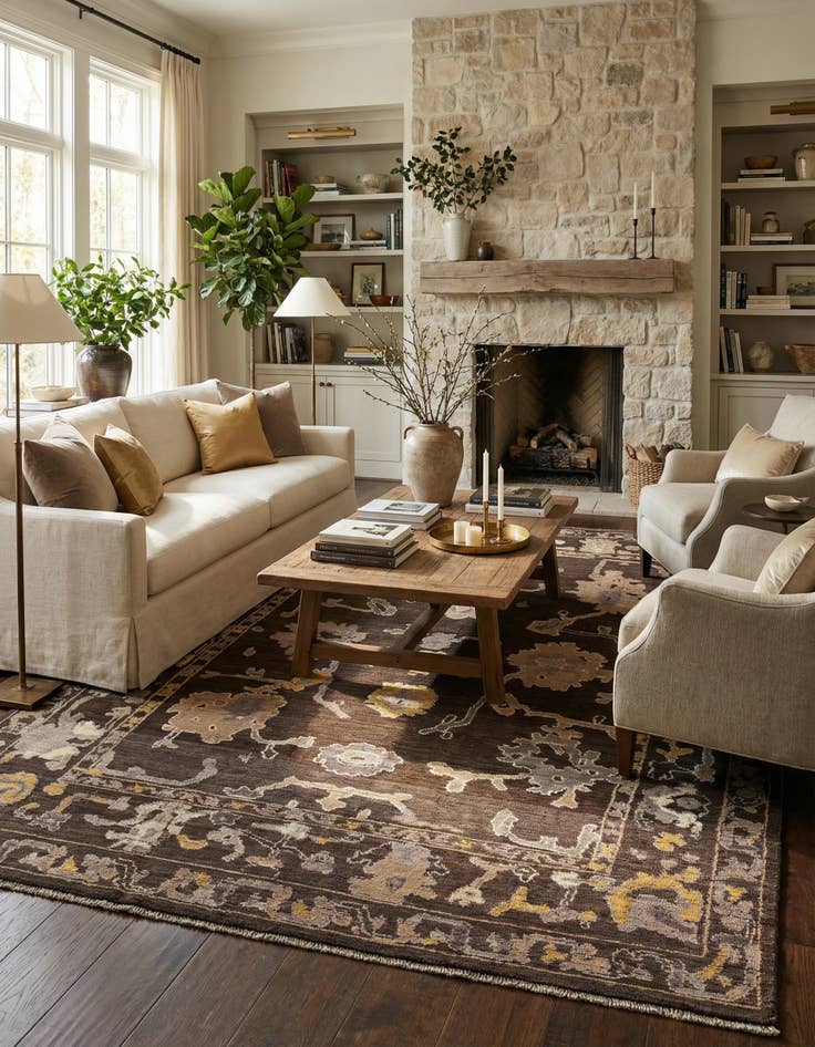 Detail image of 10' 2 x 14' 3  Hand Knotted Oushak Wool Rug