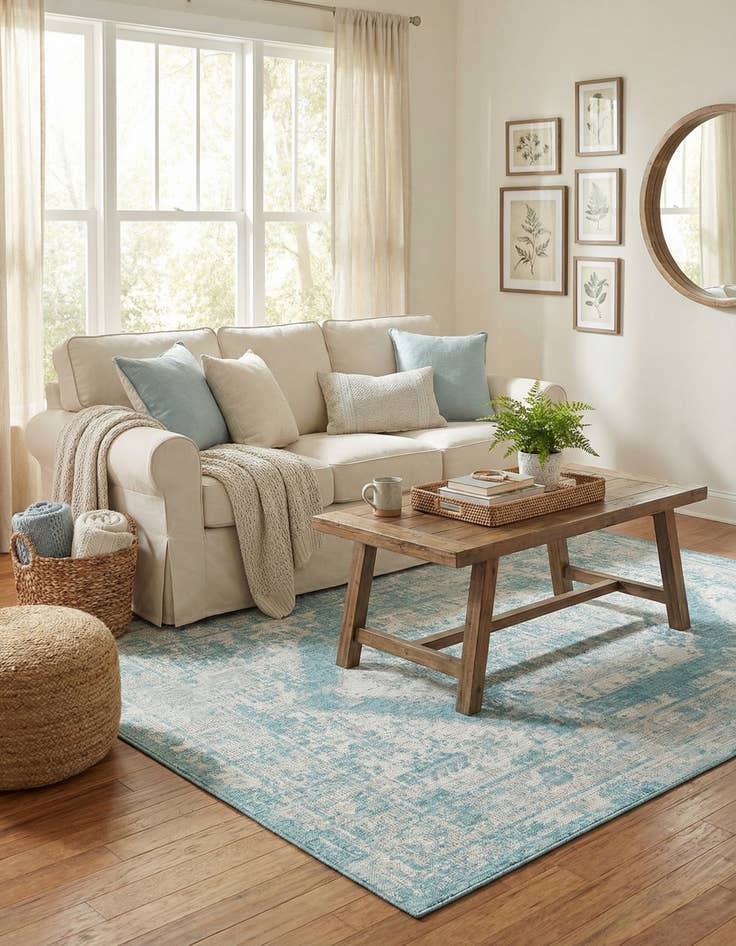 Detail image of 5' 3 x 8'  Washable Traditional Indoor / Outdoor Rug