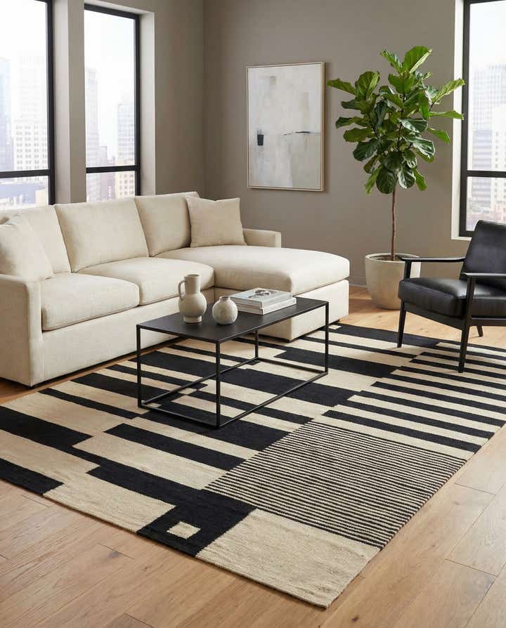 5' x 6' 10 Hand Woven Kilim Modern Wool Rug